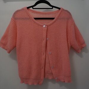 Pink Short Sleeve Cardigan